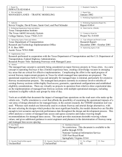 Managed Lanes - Traffic Modeling