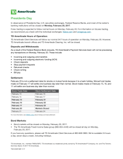 Presidents Day - TD Ameritrade