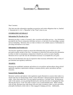 Dear Customer, This letter provides information regarding our