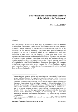 Tensed and non-tensed nominalization of the infinitive in Portuguese1