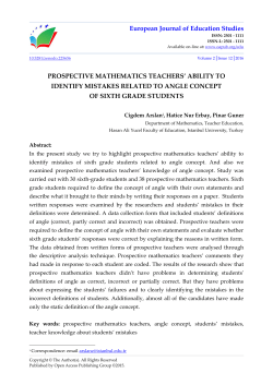 European Journal of Education Studies PROSPECTIVE