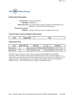 Manuscript Information Grant/Project/Contract/Support Information