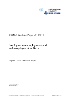 Employment, unemployment, and underemployment in - unu