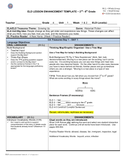 ELD LESSON ENHANCEMENT TEMPLATE ~ 2nd