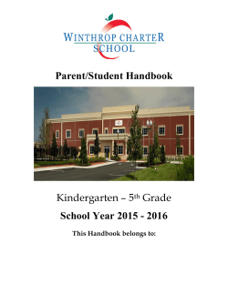 Parent/Student Handbook Kindergarten &ndash; 5th Grade School Year 2015