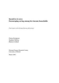 Incentives to save: Encouraging saving among low