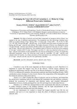 Prolonging the Vase Life of Cut Carnation L. cv. Reina by Using