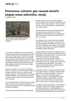 Poisonous volcanic gas caused world`s largest mass extinction, study