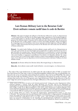 Late Roman Military Law in the Bavarian Code* Droit