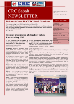 CRC Sabah NEWSLETTER - Clinical Research Centre