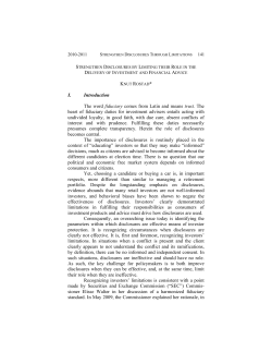 I. Introduction The word fiduciary comes from Latin and means trust