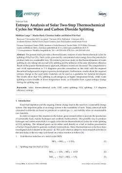 Entropy Analysis of Solar Two-Step Thermochemical Cycles for