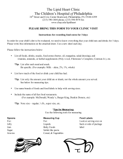 Instructions for Recording Food Eaten for 3 Days