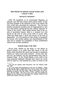 The Writs of Error Coram Nobis and Coram Vobis