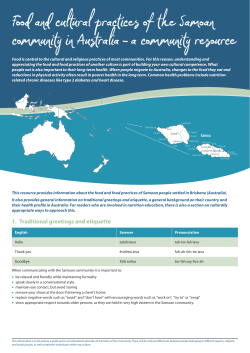 Food and cultural practices of the Samoan community in Australia