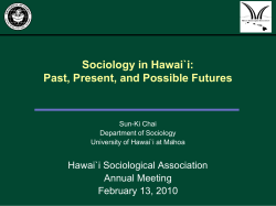 Hawaii Sociology: Past, Present, and Future