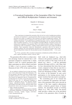 A Procedural Explanation of the Generation Effect for Simple and