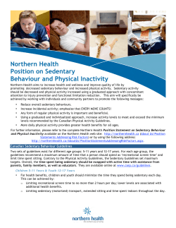 Northern Health Position on Sedentary Behaviour and Physical