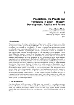 Paediatrics, the People and Politicians in Spain &ndash; History