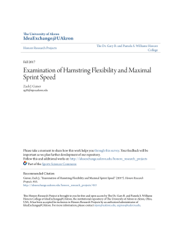 Examination of Hamstring Flexibility and Maximal Sprint Speed