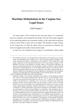 Maritime Delimitation in the Caspian Sea: Legal Issues
