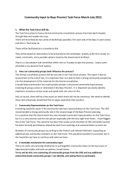 Community Input to Bays Precinct Task Force