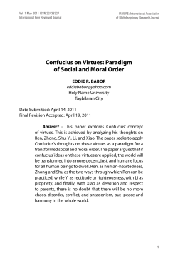 Confucius on Virtues: Paradigm of Social and Moral Order