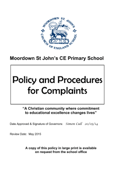 Policy and Procedures for Complaints
