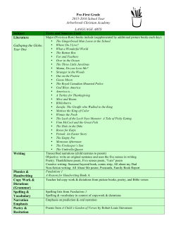 Curriculum Guide Pre-First Grade