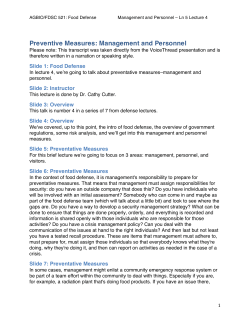 Preventive Measures: Management and Personnel