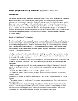 Developing Automaticity and Fluency by Rebecca Felton
