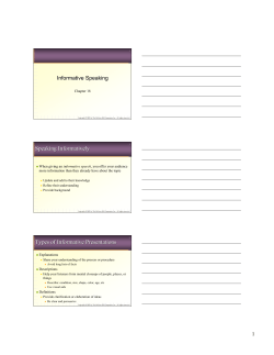 Speaking Informatively Types of Informative Presentations