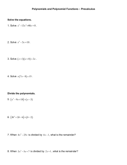 Polynomials and Polynomial Functions &ndash; Precalculus Solve the
