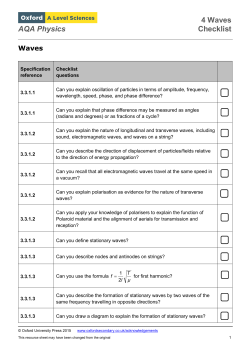 4 Waves Checklist AQA Physics