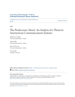 The Predecessor Attack - ScholarWorks@UMass Amherst