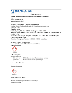 Safety Data Sheet Product No. 19540 Sodium Hydroxide, 2N