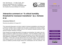 Interactive comment on &ldquo;A critical humidity threshold for monsoon