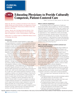 Educating Physicians to Provide Culturally Competent, Patient