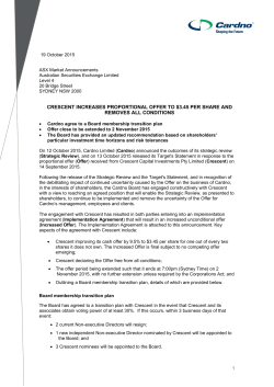 crescent increases proportional offer to $3.45 per share