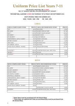 Uniform Price List Years 7-11