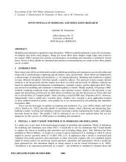 seven pitfalls in modeling and simulation research