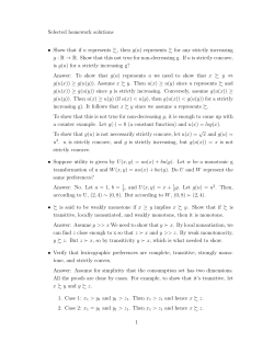 Selected homework solutions &bull; Show that if u represents ≿, then g(u