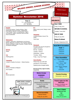 Summer Newsletter 2016 - Wilkes Green Junior School