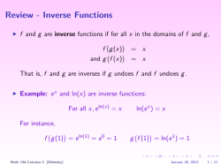 Review - Inverse Functions
