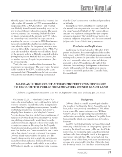 Maryland HIgH Court affIrMs ProPerty owners` rIgHt to exClude tHe