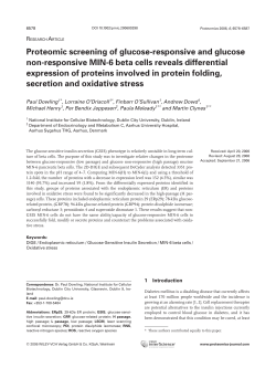 Proteomic screening of glucose-responsive and glucose non