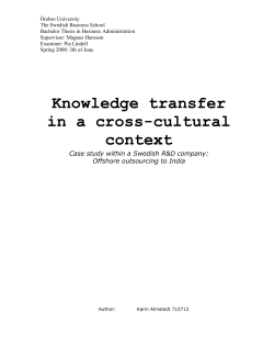 Knowledge transfer in a cross-cultural context
