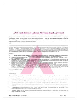 AXIS Bank Internet Gateway Merchant Legal Agreement