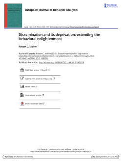(2015): Dissemination and its deprivation: extending the behavioral