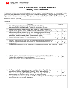 Proof of Principle (POP) Program: Intellectual Property